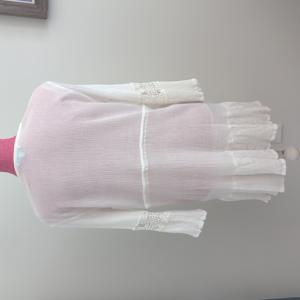 Blue Island Cotton Gauze Beach Cover Up White size Large - Picture 3 of 8